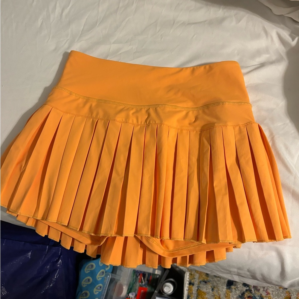 Gold Hinge Orange Skirt With Shorts Under